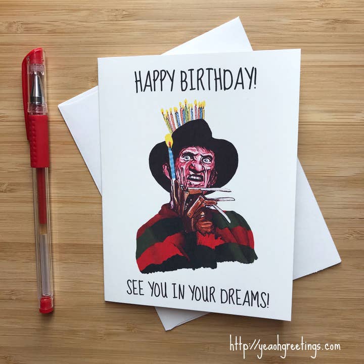 Yeaoh! Greetings - Wholesale Birthday Card - Freddy Krueger Birthday Card, Horror Movie Birthday Card