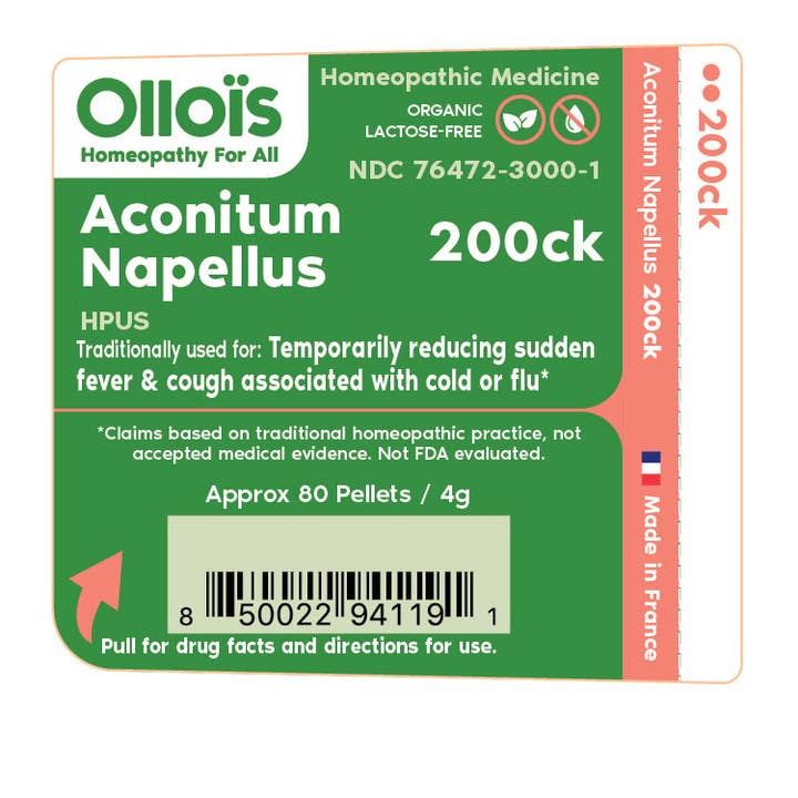 Ollois - Wholesale Oral Supplement/Vitamin - Olloïs Aconitum Napellus 200CK Vegan Organic Kosher, 80ct