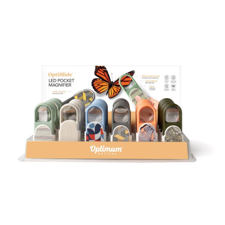 DM Merchandising - Wholesale Magnifying Glass - Optimum Optical OptiSlide LED Pocket Magnifier
