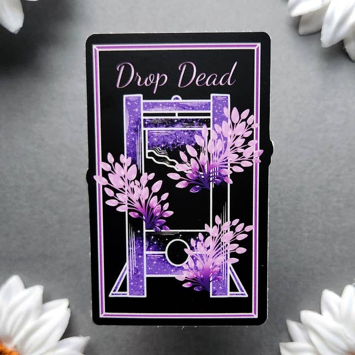 Suzen's Art Shop - Wholesale Sticker - Drop Dead Guillotine 1.9x3-inch Waterproof Matte Sticker0