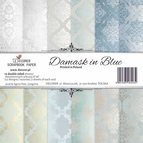 damask in blue - 8'X 8' Scrapbook Paper double-sided for wholesale by DECORER