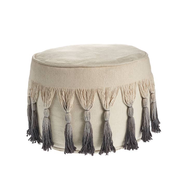 White Black Sophisticated Ombre Pouf for wholesale on Faire1