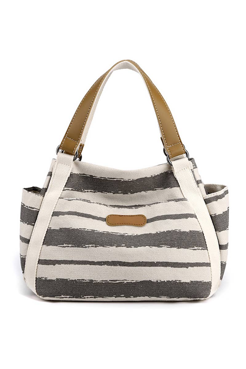 ACCITY - Wholesale Tote Bag - Women's - STRIPE PATTERNED DANDY CANVAS BAG_CWAB05187
