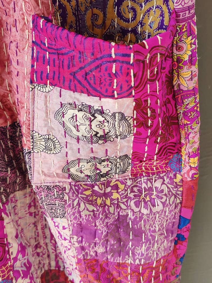 bhavnas boutique - Wholesale Kimono – Women's - Women Sari Kantha Kimono Robe Patchwork Jacket Bathrobe1
