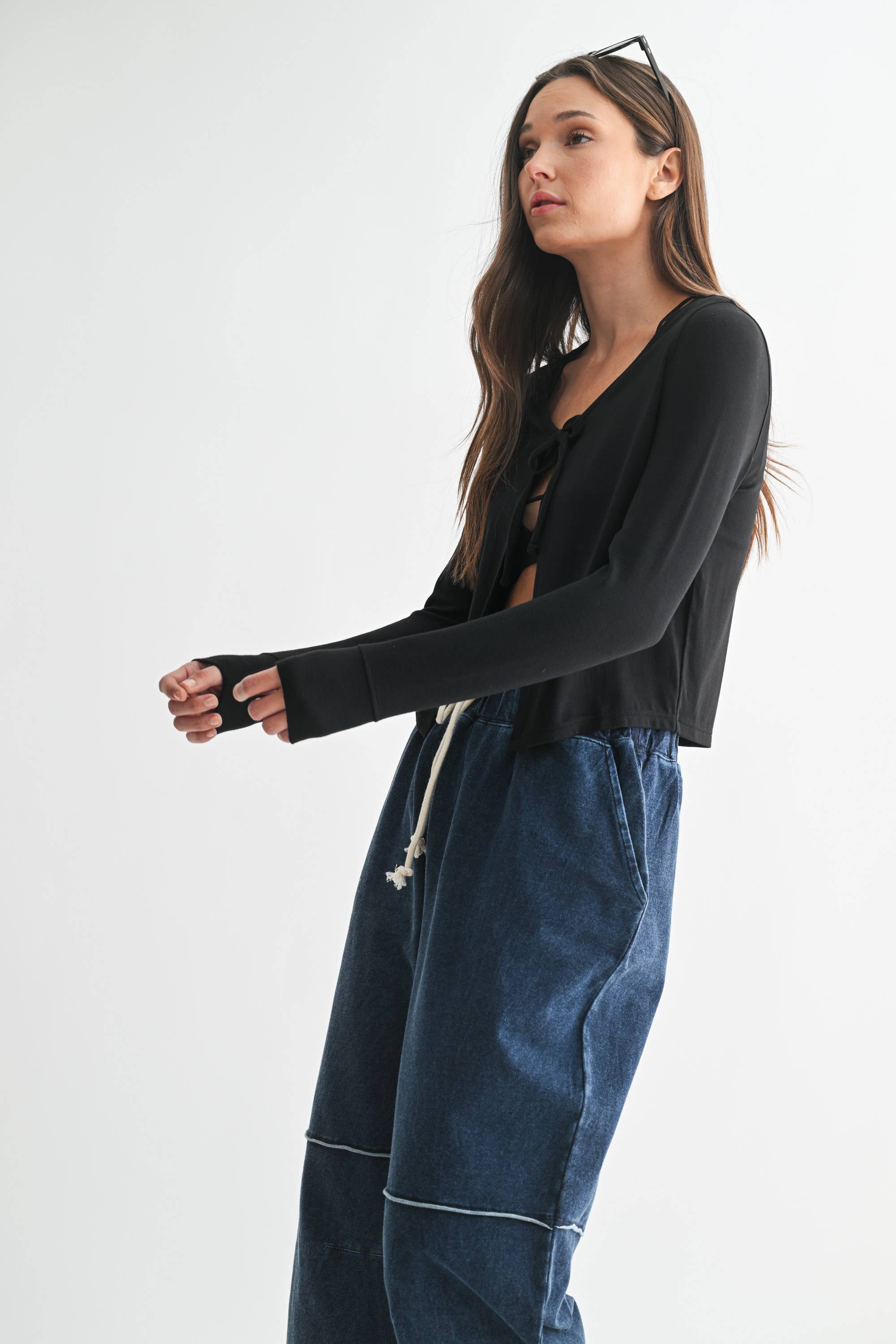 Mono B - Wholesale Sweatshirt - Women's - Charming Ballet Tie-Front Sweater9