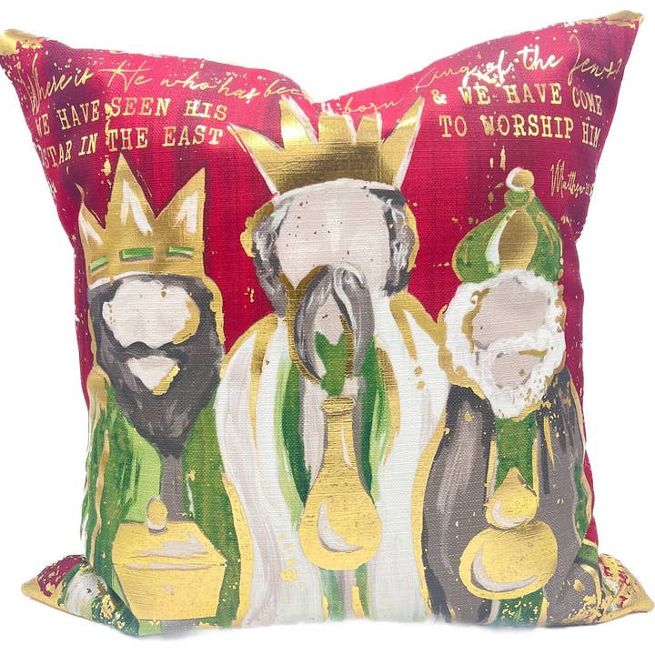 Klassisches Goldenes 3-Könige-Kissen - Weihnachtskissen für den Großhandel von Rachel Brooks Design, LLC