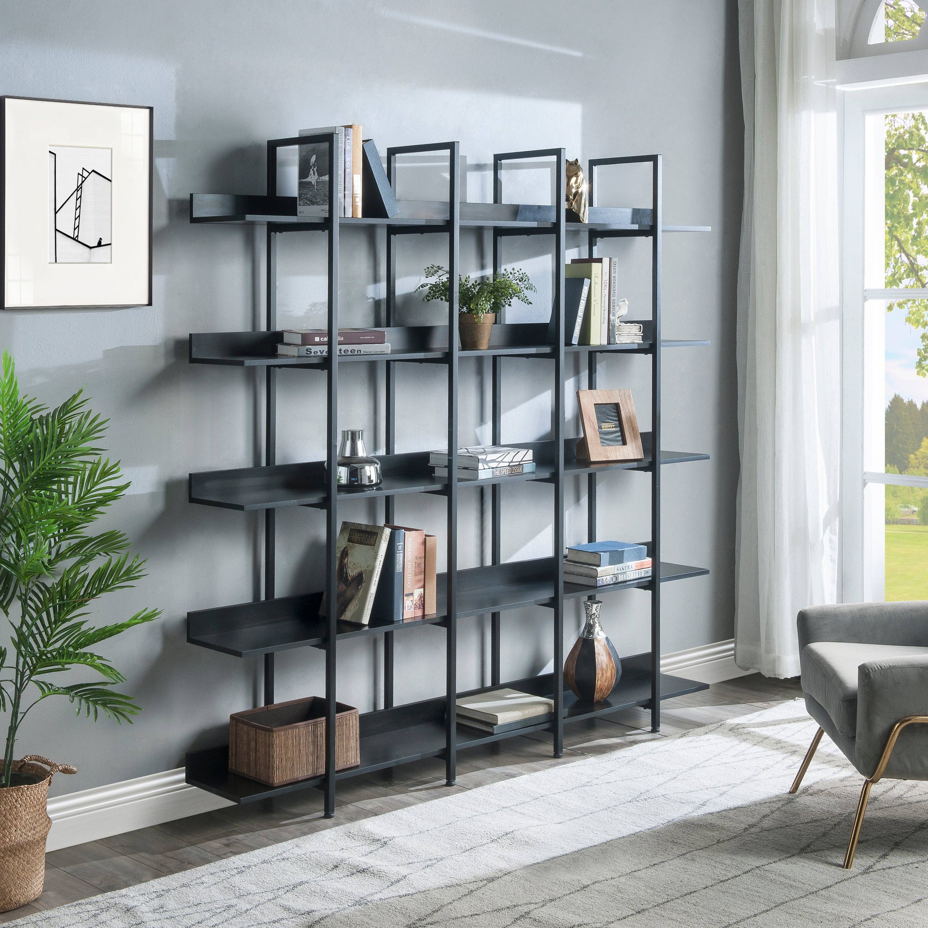 39F Inc. - Wholesale Bookcase - 5-Tier Industrial Bookcase Shelves Metal Frame,5 Colors6