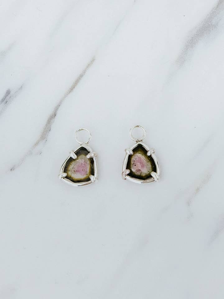 Earring Charms - Watermelon Tourmaline | SS for wholesale by Wings Hawaii