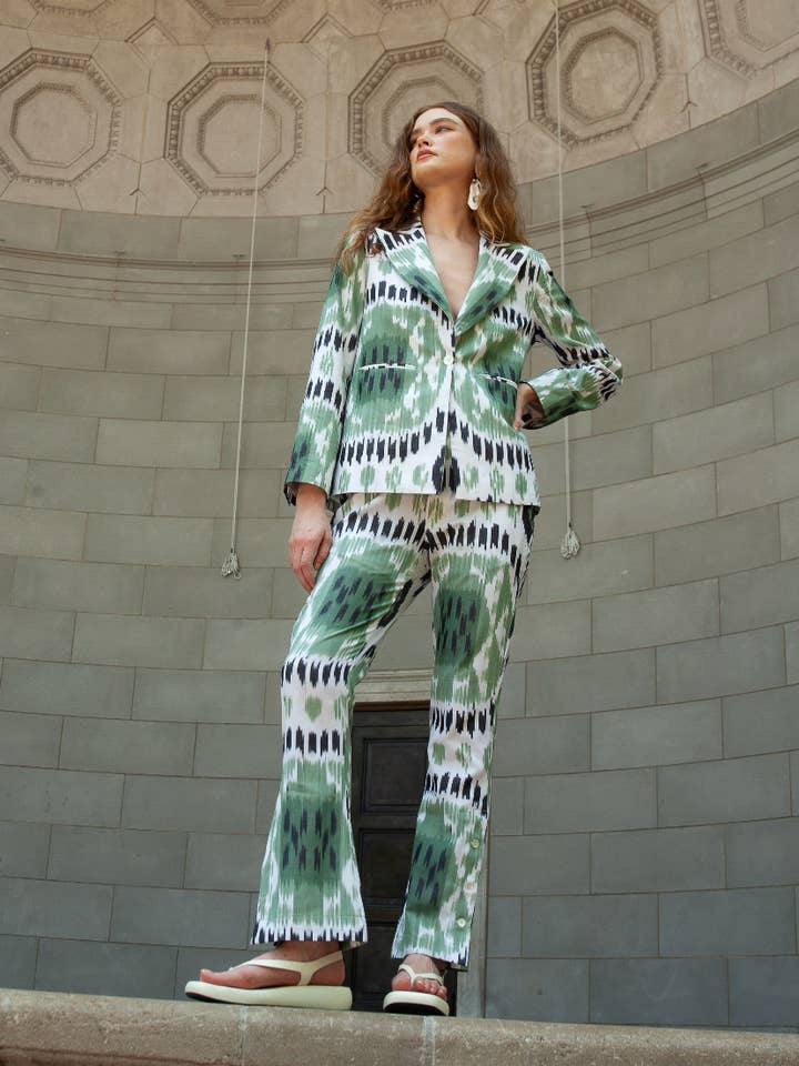 Ikat Pants Green for wholesale by Guadalupe Design