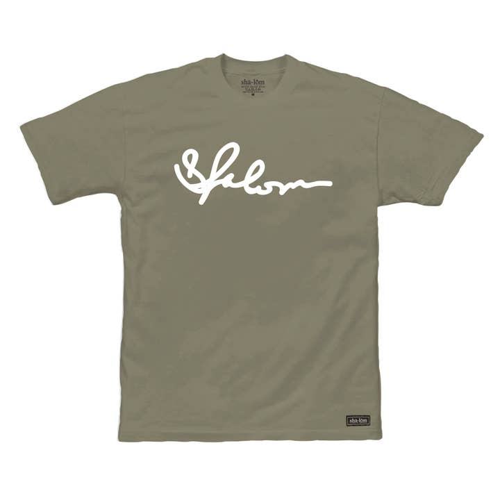 SCRIPT T-SHIRT OLIV für den Großhandel von Shalom Clothing