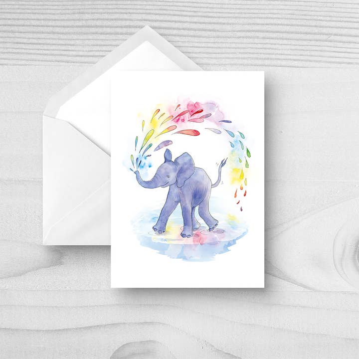 Cartão de saudação de um elefante chamado Millie por atacado de Lizzie Martell Illustration