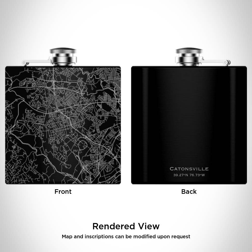 JACE.design - Wholesale Flask - Catonsville MD Map Hip Flask in Matte Black1