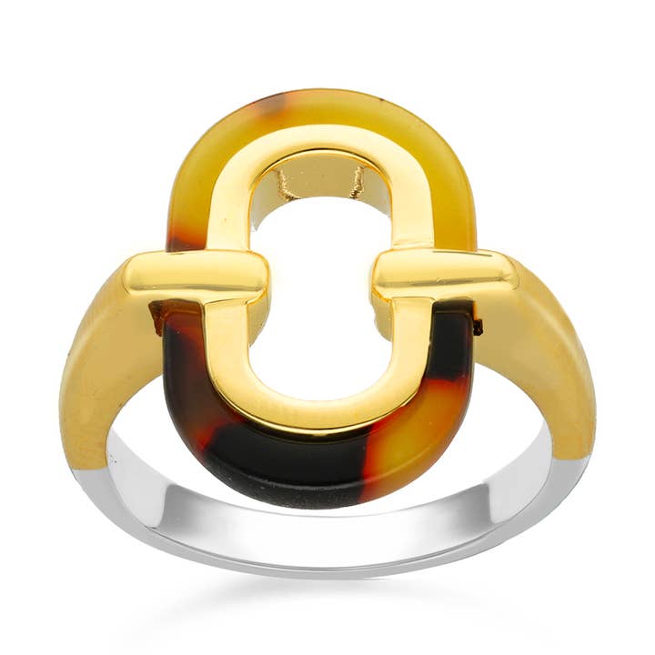 Anillo de plata rectangular de acetato Muriel Brown para venta al por mayor de ORUS BIJOUX