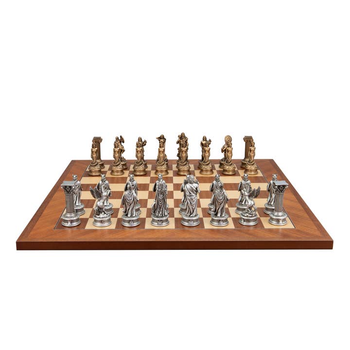 European Warriors Chess Set On Mahogany/Maple Board 50cm for wholesale by Dal Rossi Italy