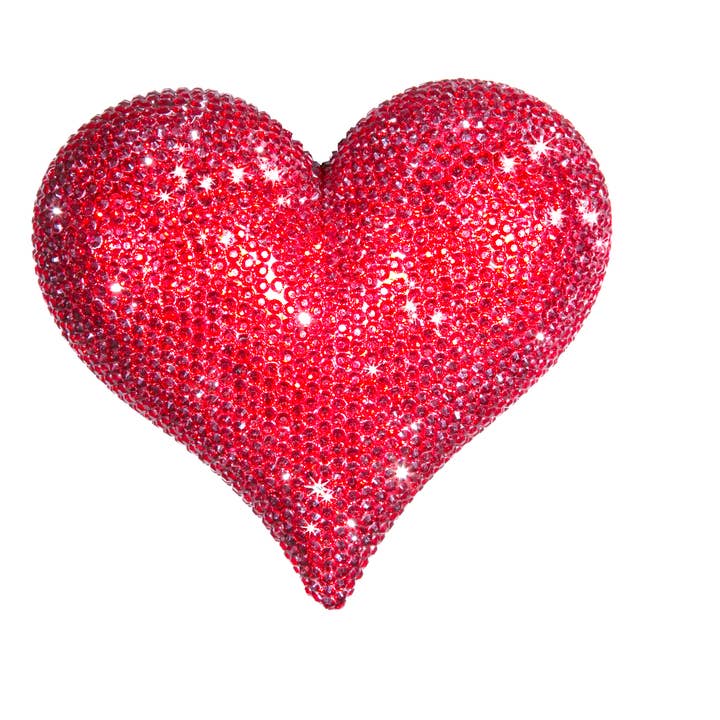 Interior Illusions Plus – wholesale Decorative tabletop object – Red Rhinestone Love Heart Ceramic Decorative Tabletop Object