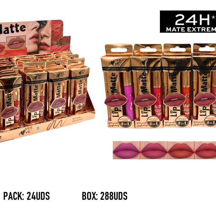 PENCIL SET + GLOSS MATTE 24H LONG LASTING for wholesale by Yes Love Cosmetics