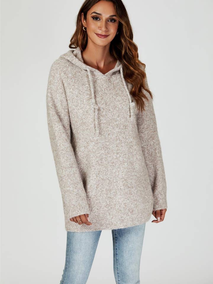 Knit Hoodie In Beige for wholesale by FS Collection (Germany)