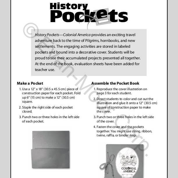 Evan-Moor Educational Publishers - Wholesale History & Geography - History Pockets: Colonial America, Grade 4 - 62