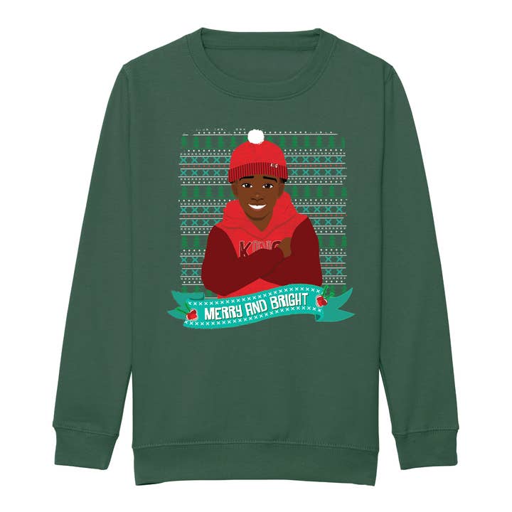 Fefus Designs - Wholesale Sweatshirt - Kids - Black Boy Christmas Sweatshirt – Holiday Jumper | Fefus Designs5