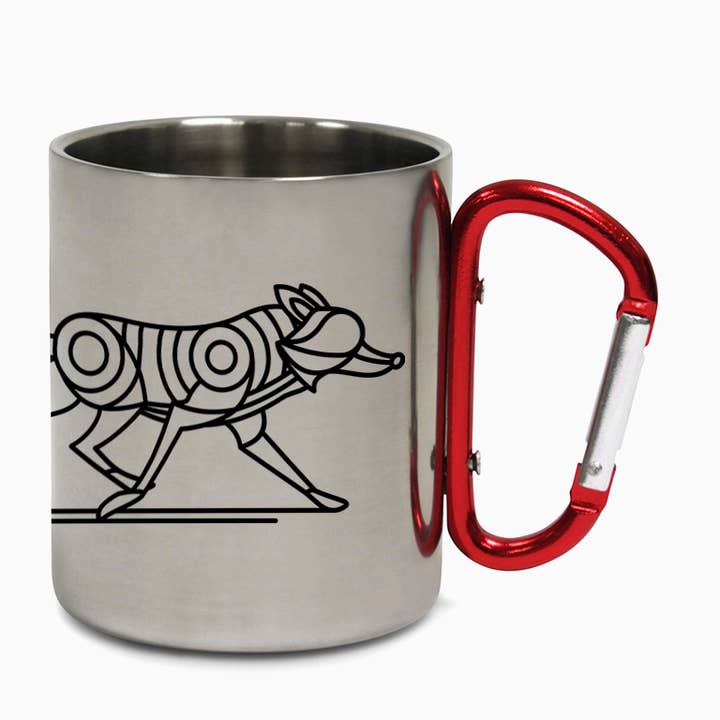 Tiny Print Shop - Vendita all'ingrosso Bicchiere/tazza termica - Tazza da campeggio in acciaio con moschettone rotondo con volpe rossa2