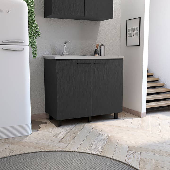 TUHOME FURNITURE - Vente Armoire - MEUBLE DE BASE POUR ÉVIER UTILITAIRE NAPOLES 2, BLANC1