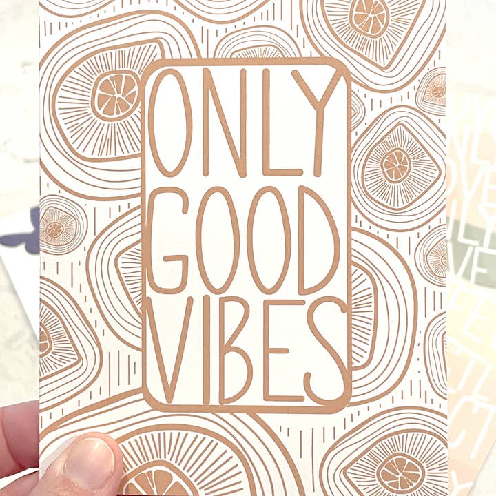 Only Good Vibes | Tarjeta de notas | Afirmación | Tarjeta de felicitación para venta al por mayor de Second Nature Studio