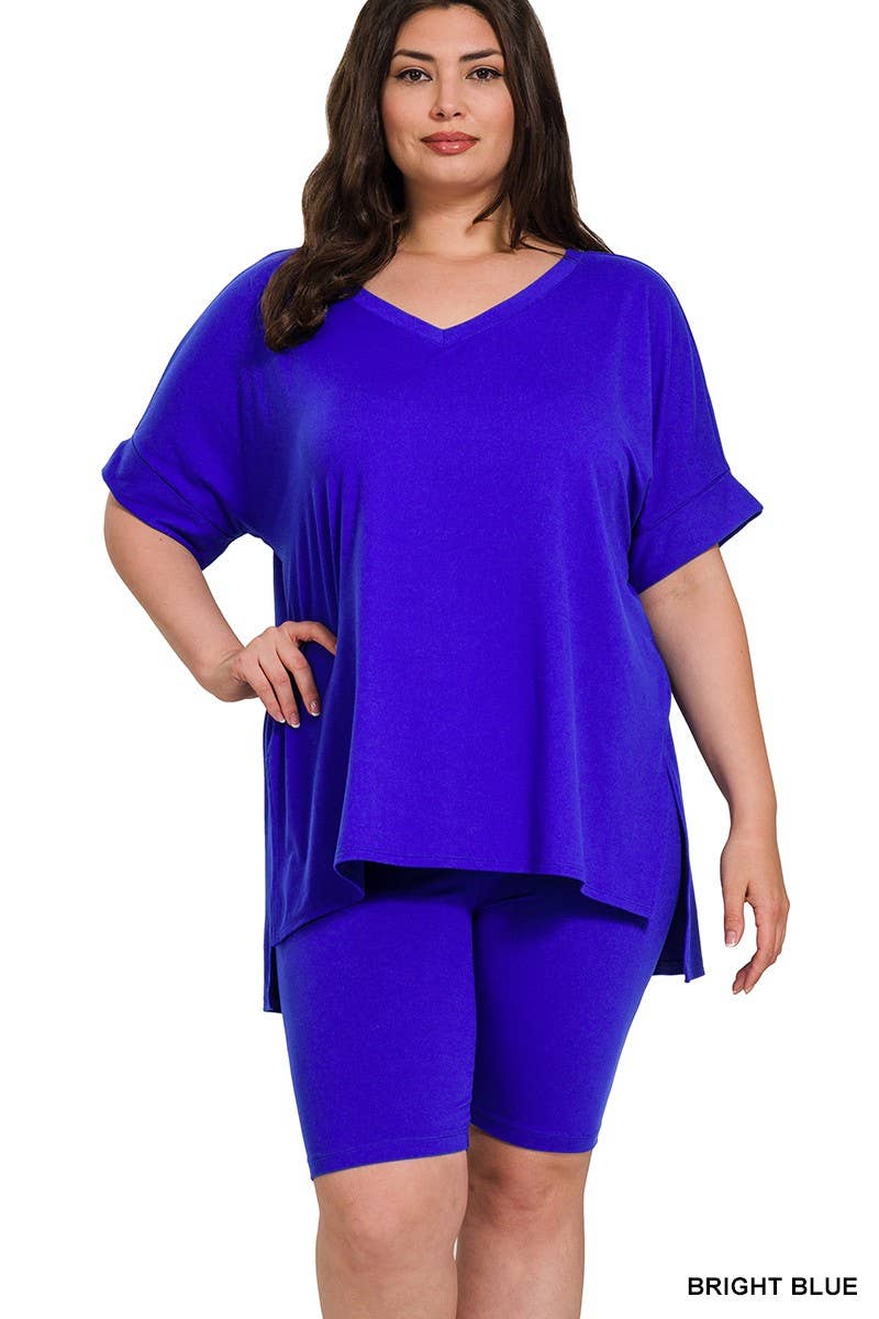 Vanilla Monkey - Wholesale Top & Pant Set (NOT Loungewear) - Women's - Plus Brushed Dty Microfiber V-neck Top And Biker19