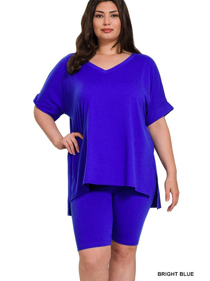 Vanilla Monkey - Wholesale Top & Pant Set (NOT Loungewear) - Women's - Plus Brushed Dty Microfiber V-neck Top And Biker19