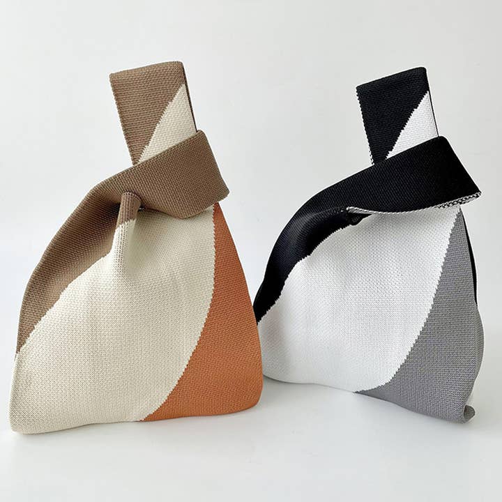 ACCITY - Wholesale Tote Bag - Women's - SIMPLE COLOR BLOCK KNITTED SHOULDER HANDBAG_CWAB1497