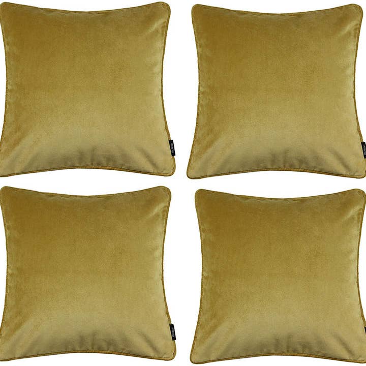 Mcalister textiles – wholesale Prydnadskuddfodral – Matt Ockra Gul Sammet 43cm x 43cm Kudde Uppsättningar