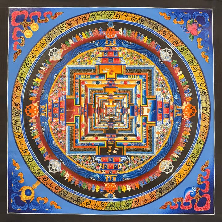 Pintura Thangka Tibetana do Mandala Kalachakra por atacado de Art Of Tibet