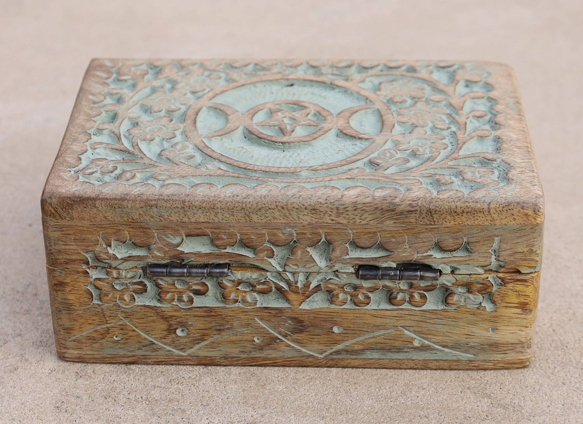 Lungta Imports – wholesale Jewellery box/organiser – Hand Carved Triple Moon Wooden Storage, Jewelry, Keepsake Box12