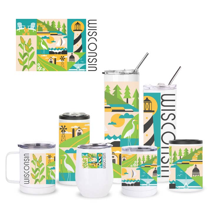 WI Square Scenes Insulated Drinkware for wholesale by Creative Compass
