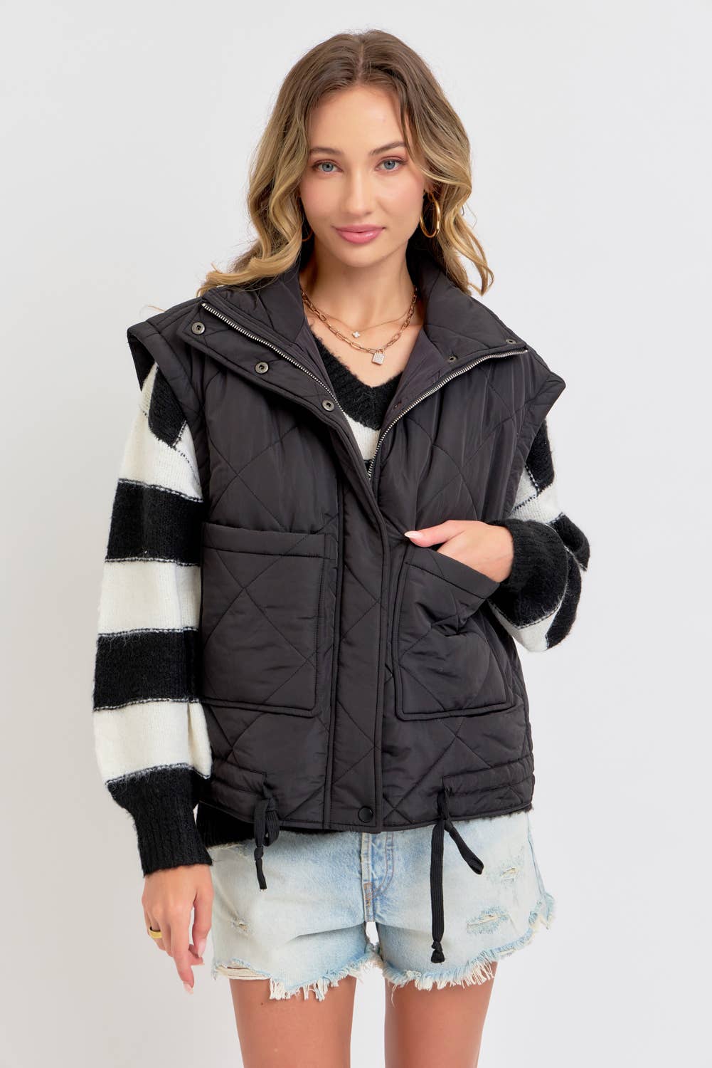 Sweet Lovely by Jen - Vendita all'ingrosso Gilè imbottito - Donna - GILET OVERSIZE IN PIUMINO TRAPUNTATO 15