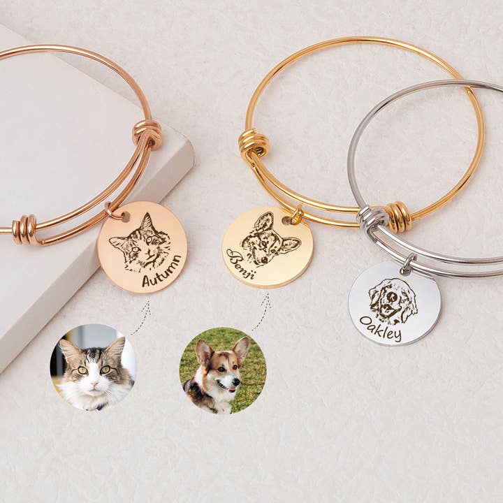 Custom Pet Portrait Pet Loss Charm Bracelet - Memorial Gift for wholesale by Anavia