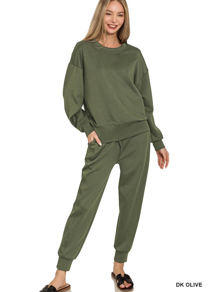 42POPS - Wholesale Lounge Set - Women's - ',._ Scuba Crewneck Pullover & Joggers 2 PC Set SI-2691016