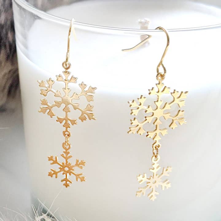 Pendientes colgantes copo de nieve dorado/plata para venta al por mayor de Shany Design Studio