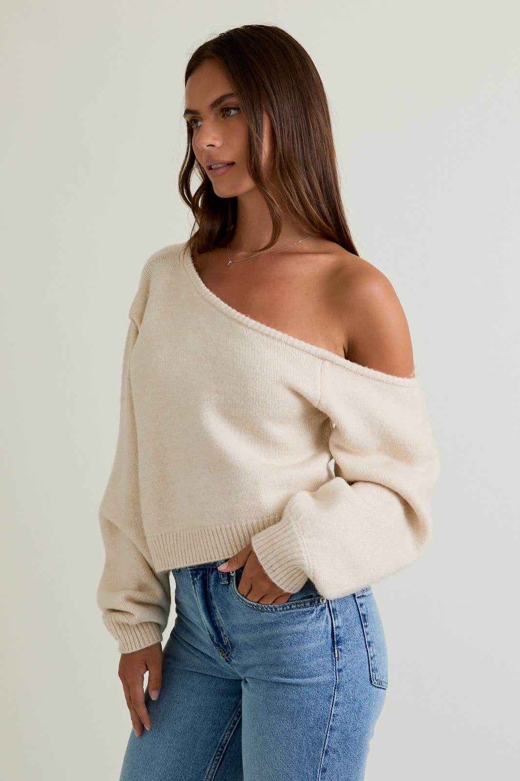 LE LIS - Wholesale Knit Sweater - Women's - ASYMMETRICAL SHOULDER SWEATER TOP8