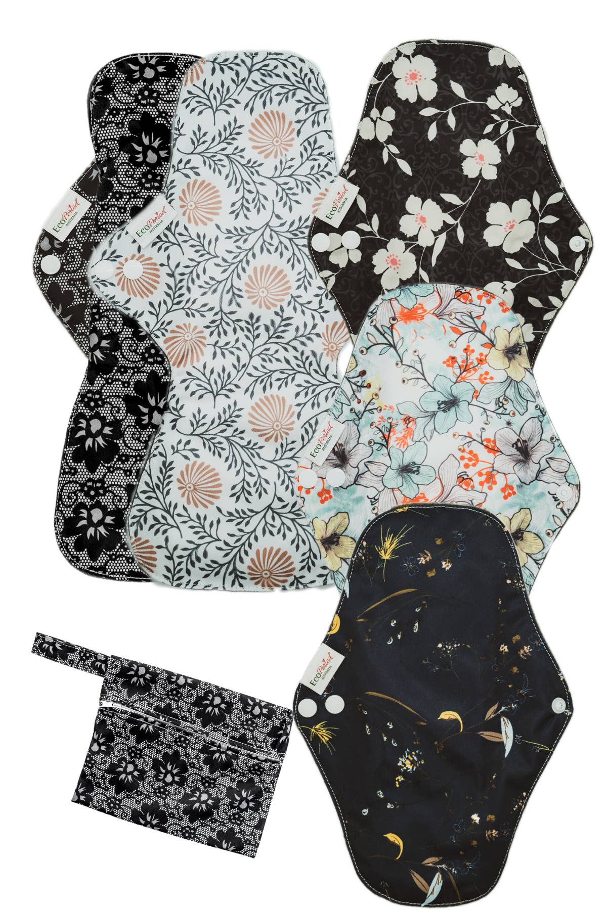 Eco Period - Wholesale Period underwear – Women’s - Eco Pad Heavy Flow pack (2 Large, 3 Regular + Wet Bag)