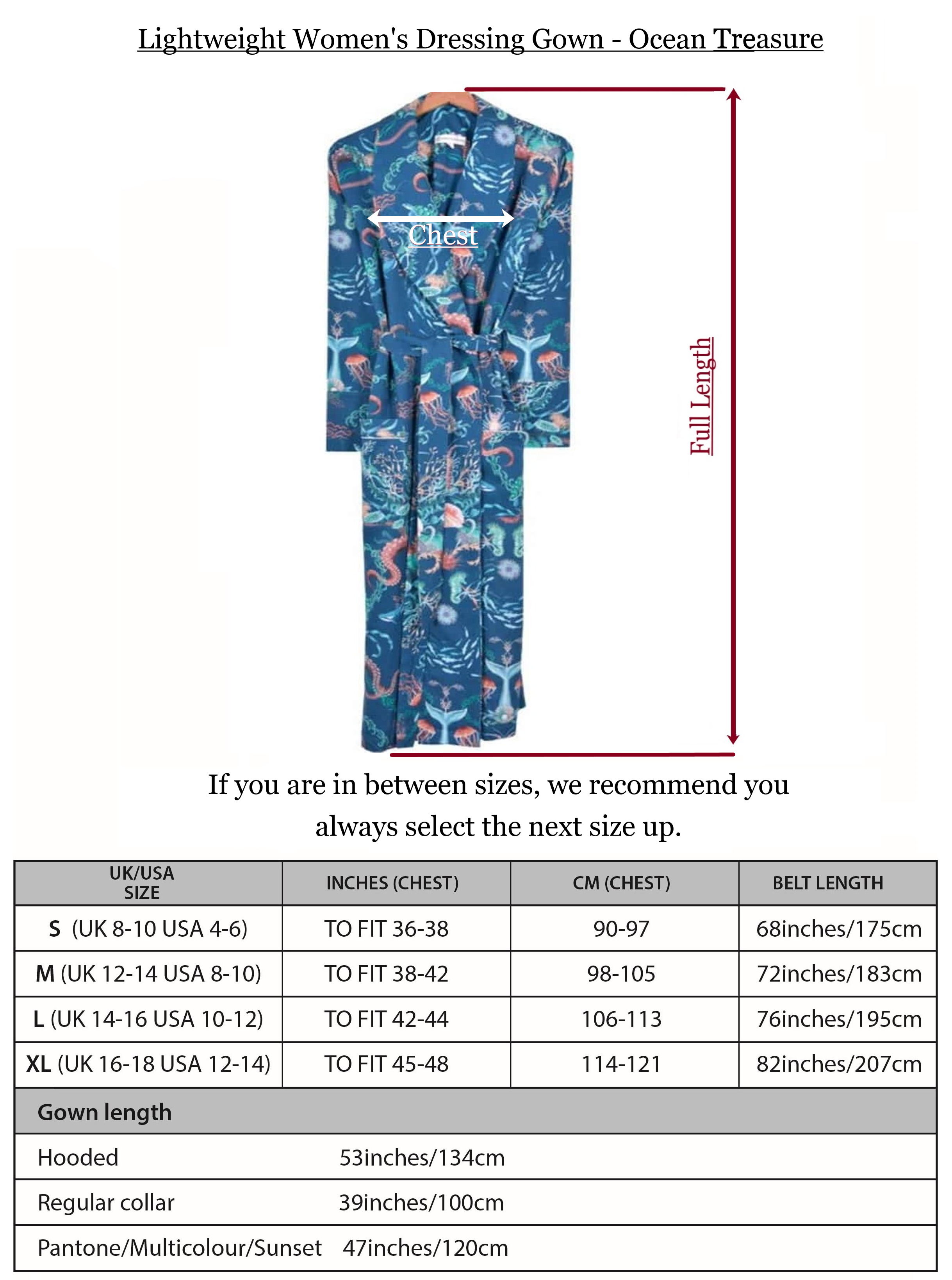 Bown Of London – Engroshandel Morgenkåbe - Dame – Letvægts Dame slåbrok - Ocean Treasure5
