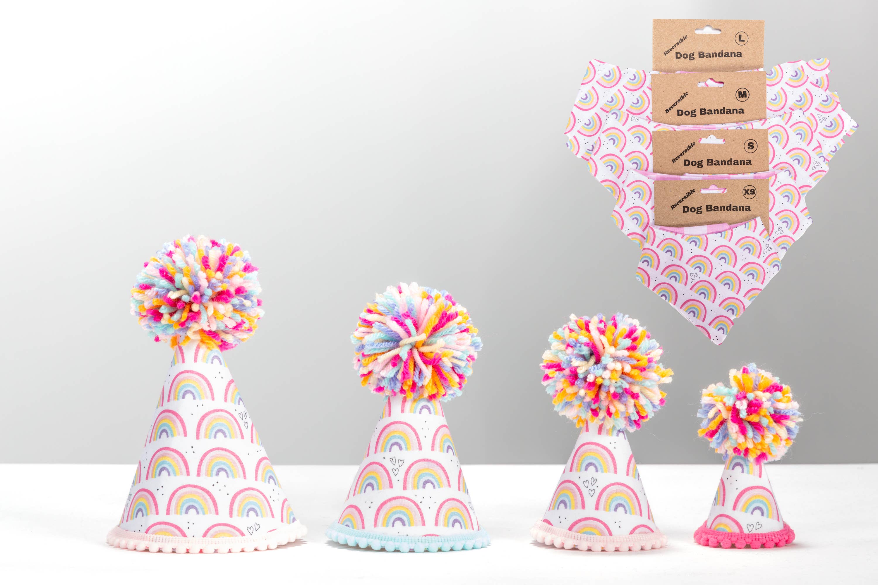 Pup Party Hats – wholesale Pet bandana – Dog – Pastel Rainbow Bandana1