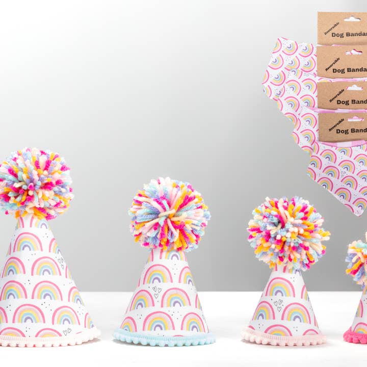 Pup Party Hats – wholesale Pet bandana – Dog – Pastel Rainbow Bandana1