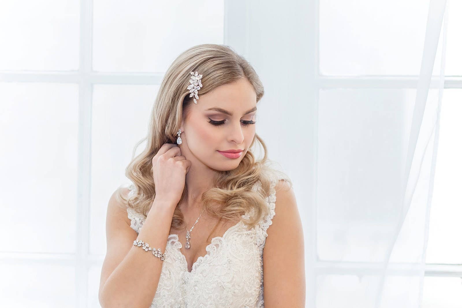 allureweddingjewelry - Wholesale Dangle Earrings - Natalia Cluster CZ Earrings5