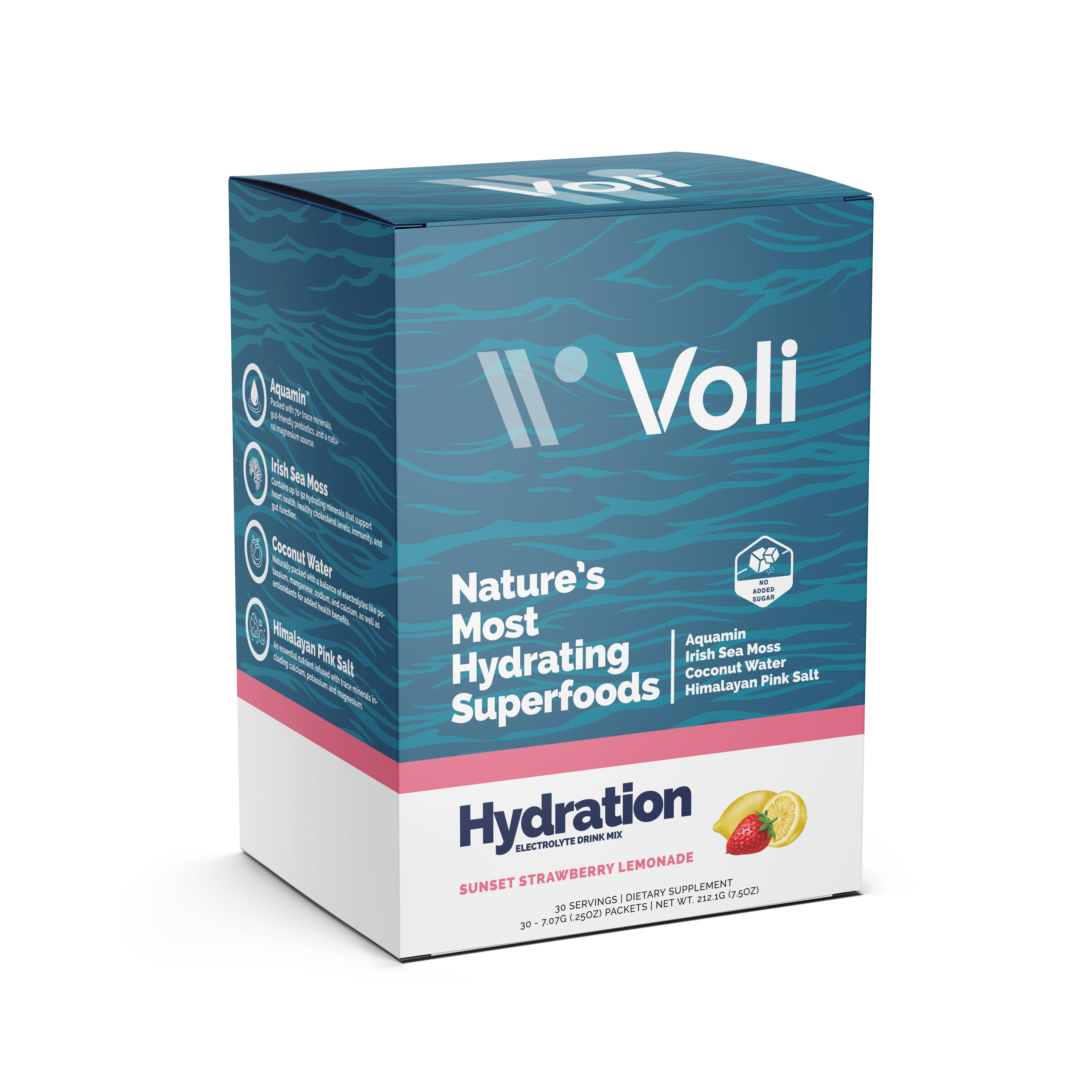 Voli Wellness - Wholesale Powdered Health Drink - Voli Hydration- Sunset Strawberry Lemonade 30ct Carton