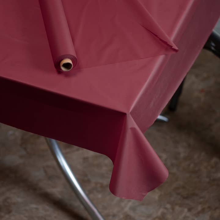 40 In. x 100 Ft. Burgundy Plastic Table Roll for wholesale on Faire2