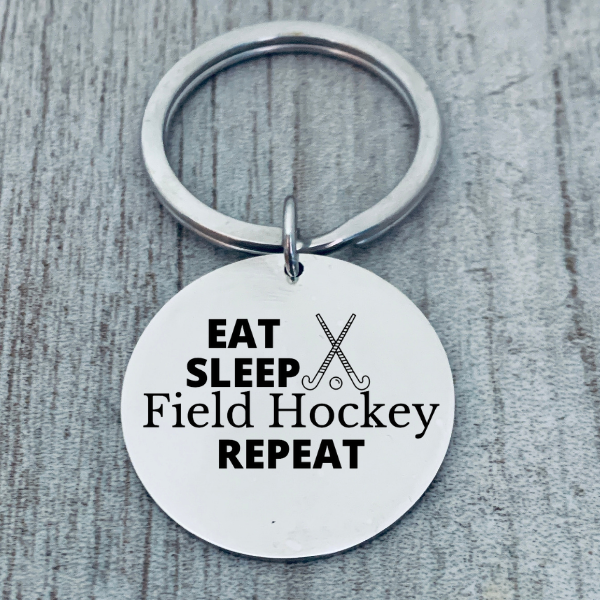 Sportybella - Vente Porte-clés – femme - Porte-clés de hockey sur gazon - Manger Dormir Hockey sur gazon Répéter1