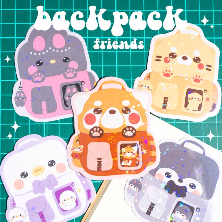 Backpack Friends Holo Sticker Set for wholesale by Notmehmehstudio