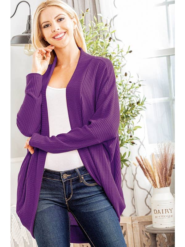 HEIMISH – wholesale Cardigan – Women’s – SJ1107-11 WAFFLE SOLID HIGH LOW OPEN CARDIGAN12