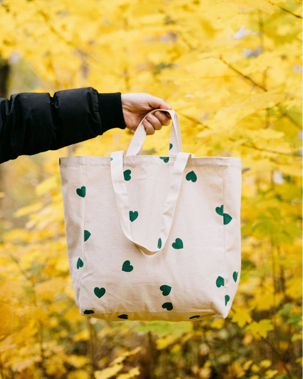 OMOM - Wholesale Tote Bag - Women's - Organic Tote ORIGINAL -Green hearts1