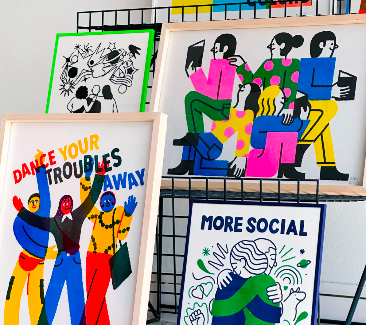 RODA - Wholesale Art Print - Dance Your Troubles Away Riso Print2